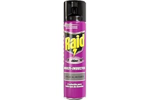 Raid ® Spray Insecticida - Aerosol Multi-Insectos, para todo tipo de insectos, Eficacia inmediata, Unidad, 400ml, packaging may vary