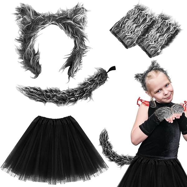 Costume Loup Femme Réaliste - Kit 3 Pièces : Queue, Oreilles à Clip, Gants Griffes - Cosplay Halloween & Spectacle