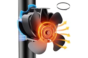 Drcokars Amélioration Magnétiques Ventilateur Poele à Bois, Ventilateur Alimenté à la Chaleur, 4 Pales Silencieux Ventilateur pour Cheminée Tuyau/Poêle à Granulés/Gaz/Bûche/Pellet