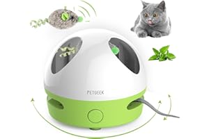 PETGEEK Interactive Cat Toy, Hide Mouse Cat Toy with Squeaky Mouse, Electronic Automatic Cat Toys with Catnip Filled Hidey Mouse, Best Gift For Birthday, Thanksgiving, Christmas, New Year