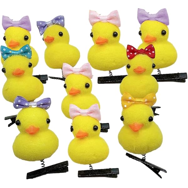 Enten-Haarspangen Set – 12 Stück Mit Tiermotiv | Für Mädchen, Bunt, Weiche Beflockung