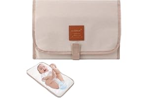 XNBTFK Changing Mat Portable, Waterproof Foldable Baby Changer Pads, Travel Changing Mat for Parents, Ivory White, 58.5cm x 30.5cm, Lightweight and Compact Design for Travel, Home, and Outdoor Use