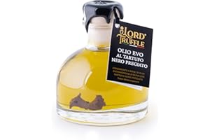 Lord Truffle | Huile d'olive extra vierge italienne de truffe noire précieuse 100ml, huile de truffe de luxe à la truffe noire, excellent condiment pour tous les plats, qualité 100% italienne