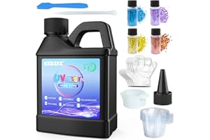 HXDZFX Résine UV - 260g de Résine Époxy Transparente à Séchage Ultraviolet, Kit de Démarrage de Résine Époxy UV pour Le Bricolage, Les Bijoux, Les Colliers, Les Bagues, Coulage et Revêtement