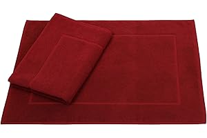 Betz Lot de 2 Tapis de Bain Premium de Taille 50 x 70 cm 100% Coton Color Rouge foncé