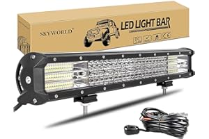 SKYWORLD 20 pouces 51cm 510W LED Light Barre Rampe avec 12V faisceau de câblage kit, Longue Portee Barre Lumineuse LED, Barre d'éclairage led pour 4x4 Offroad Camion Voiture Véhicules ATV 6000K
