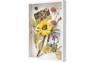 WISYOK Cornice Profonda A3, 43,5 x 31 x 4,5 cm, Cornice 3D Profonda per Oggetti, 3D Ombra Profonda Box, Cornice 3D Quadrata per Fiore, Regali, Souvenir (Bianco)