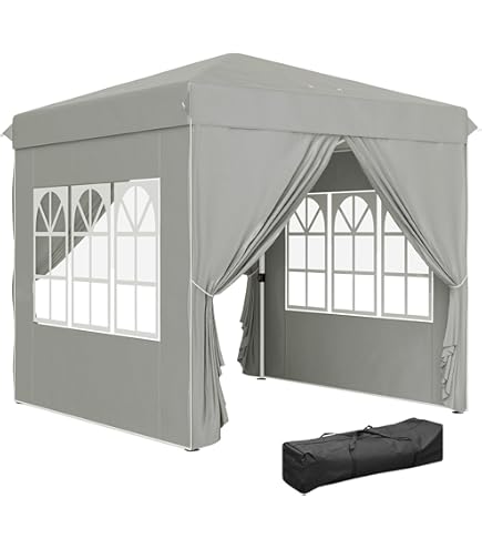 Preisvergleich für Quick Star Faltpavillon Faltpavillon 2x2m Graubeige, mit 4 Seitenteilen
