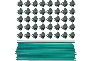 Kungfu Mall 50 PCS Plant Support Sticks 12 Inch Bamboo Flower Sticks with 100 PCS Plant Support Clips Garden Clips Flower Orchid Stem Clips