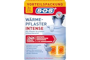 ‎SOS SOS Wärme-Pflaster INTENSE | extra starke XXL Wärmepflaster | löst verkrampfte Muskeln + Rücken Verspannungen | Rückenschmerzen (3er Pack) Wärme Pads