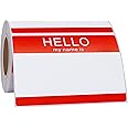 Hycodest 89x60 mm Red Hello My Name is Stick on Name Labels Name Tag Stickers, 200 Sticker…