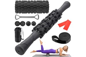 NASTOPEE 9 In 1 Faszienrolle Wirbelsäule Set,Foam Roller Mit Massageroller Stab,Schaumstoffwalze, Widerstandsbänder Krafttraining,Massageball,Massagemuskeln,Faszienrolle Set Für Yoga,Sportler