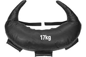 GORILLA SPORTS® Sac de Sable Bulgare - Poids de 5kg, 8kg, 12kg, 17kg et 22,5kg, 5 Boucles, en Cuir Synthétique, Noir - Sac de Puissance, Musculation, Sandbag, Entraînement de Force, Fitness, Boxe, Gym