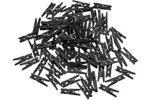 IMIKEYA 100 mini pinzas de la ropa negras, de madera, pequeñas pinzas de madera de 2,5 cm, mini pinzas de madera, pinzas de madera, pinzas de fotos para manualidades, colgar fotos