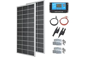 XINPUGUANG 300W Kit Panneau Solaire Système de Panneau Solaire 300W 2pcs 150W Mono Photovoltaic Module Contrôleur de Charge 30A pour Bateau, Voiture, Caravane, Camping-car, Batterie 12V