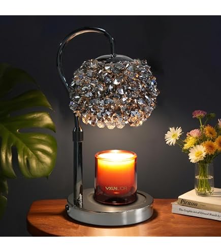 Lampe Chauffante Pour Bougies En Bois Style Cabane - Minuterie 2/4/8 H - LED Dimmable - Montable Au Mur - Chauffe-cire Sans Flamme Et Veilleuse