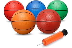 Dilabnda 5PCS Mini Basketballs for Mini Basketball Hoop, 16cm Rubber Basketballs for Toddlers Kids Girls Boys 4-12 5-10 3-12, Small Bouncy Balls for Indoor Outdoor Pool Beach Theme Party Favor