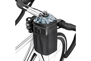 Kinoco Insulated Bike Cup Holder - Thermo Handlebar Bottle Holder, Keeps Drinks Hot/Cold, Waterproof with Mesh Pocket for Bikes/Scooters/Wheelchairs - All Season (Black)