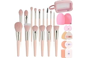 LHLXZQ Brocha maquillaje profesional avanzada con 15 brochas + 6 accesorios y bolsa viaje, set brochas maquillaje, adecuado para rubor, base, corrector, polvos sueltos