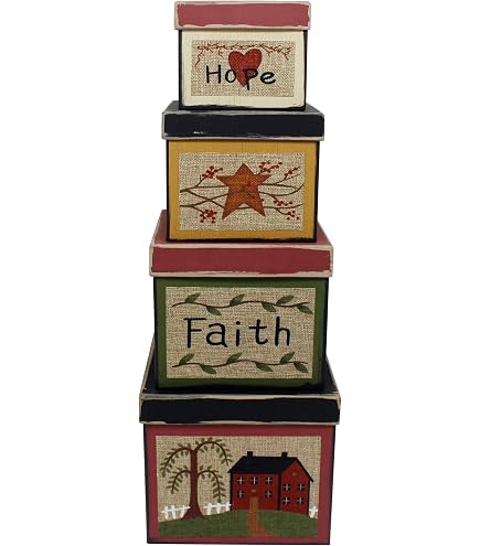 CVHOMEDECO Lot De 3 Boîtes Gigognes Ovales En Carton Farmhouse Country Welcome - Décoration Vintage Rustique Taille L 24,7 X 14 X 10,2 Cm