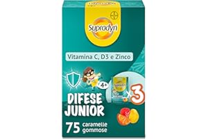 Supradyn Difese Junior Integratore Difese Immunitarie Multivitaminico Vitamine Gommose con Vitamina C, Vitamina D e Zinco per le Difese Immunitarie dei Bambini, 75 Caramelle Gommose