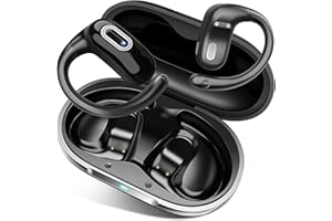 QECNATO Open Ear Kopfhörer, Bluetooth 5.4 Kopfhörer Kabellos, Tiefer Bass mit 4 ENC Mikrofon, 58 Std, Sportkopfhörer Over-Ear mit Ohrhaken, IPX7 Wasserfest Bluetooth Ohrhörer für Laufen, Fitness, Schwarz