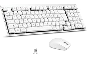 LeadsaiL Teclado Mecánico de Perfil Bajo, FA98 Pack Teclado y Ratón Inalámbrico con Switch Rojo, 2.4GHz Conexión, Linear Teclas QWERTY Español Keyboard con Teclado numérico para Windows, Mac-Plata