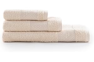 Bassetti, Set Asciugamani Bagno, 1+1, 100% Cotone, 430gsm, 40x60cm, 60x110 cm, Beige