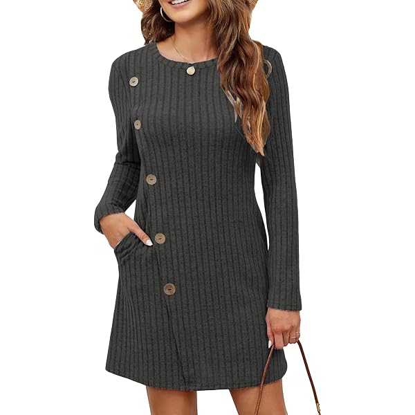 Shownicer Vestito Maglione Donna Maniche Lunghe: Abito In Maglia Tinta Unita, Mini, Elegante E Casual Per Autunno Inverno