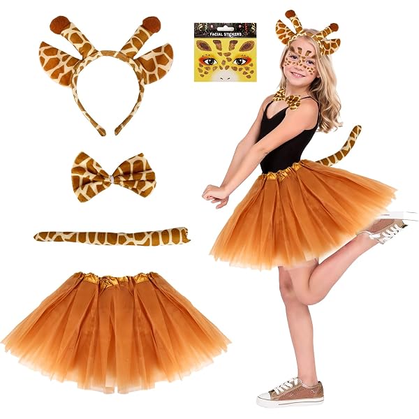 Tierkostüm-Set Für Kinder – Elefant, Giraffe, Kuh, Mit Ohren, Rock & Handschuhen