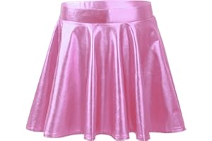 Alvivi Mädchen Rock Metallic Minirock Faltenrock Glänzend A-Line Skater Rock Ballett Tanzrock Sport Tutu Rock
