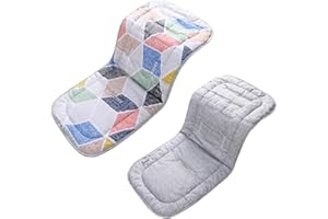 SONARIN Universel Coussin de Siège pour Poussette,100% coton,Doux et réversible,Infant Coussin Pad,Anti-transpiration, Respirant, Absorbant(Géométrique)