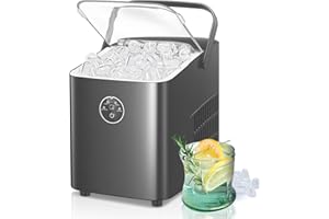FOHERE Machine à Glaçons, 14kg en 24h, 8 Glaçons en 8 Minutes, avec 2 Tailles de Glaçons, Autonettoyante, Ice Maker sur Comptoir avec Poignée, pour la Maison/Cuisine/Camping/Bar