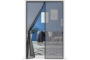 Fliegengitter Balkontür Ohne Bohren 100x200cm, Edonkvi Insektenschutz, Magnet Automatisch Verschließen Moskitonetz, Fliegenvorhang für Terrassentür Haustür Wohnzimmer Tür (Schwarz)