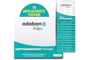 ‎ODABAN ANTIPERPSPIRANT ODABAN Antitranspirant Tücher, 16 Stück, Deo-Wipes gegen Schwitzen und Schweißgeruch, Sofort-Effekt