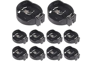 AOICRIE 10Pcs CR2032 CR2025 Portable 3V Coin Cell Button Battery Holder Case Adapter Clip Socket Holder Container Box Case Black