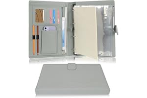 ‎WONDERPOOL Wonderpool A4 PU Leder Ringhalter Schreibmappen Multi Dokumententasche mit Herausnehmbarem Binder Klemmbretter und funktioneller Tasche für Organizer Büro Reise Schule (Grün)