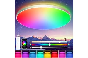 ‎ORAYMIN Oraymin LED Deckenleuchte Dimmbar mit Fernbedienung, 24W RGB Farbwechsel Deckenlampe mit APP-Steuerung, 2700K-6500K Rund LED Lampe für Schlafzimmer, Wohnzimmer, Kinderzimmer, Ø30CM