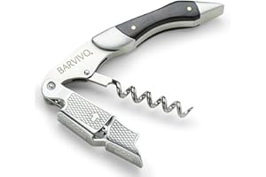 Barvivo Cavatappi Professionale Apribottiglie Perfetto per stappare Bottiglie di Vino, Birra, per Sommelier e Bartenders di Tutto Il Mondo. Realizzato in Acciaio Inox e Legno di Ebano.