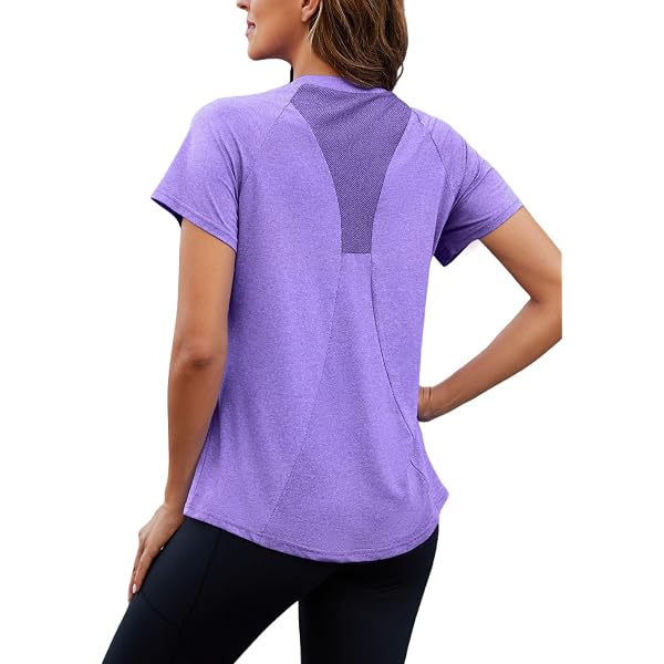 T-Shirt De Sport Femme Sykooria - Respirant Et Séchage Rapide - Pour Yoga, Fitness - Manches Courtes