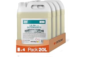 Hostelpak | 4 x 5 l | Lejía con Detergente Multiusos para hogar | Limpieza Profunda y Eliminación de Manchas | Limpieza baño