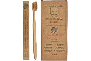 VITUS Original – Ganz plastikfreie Zahnbürsten aus Bambus mit Wildschweinborsten/Wildschweinhaar – 12er-Pack