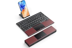 ‎OMOTON OMOTON Faltbare Bluetooth Tastatur mit Touchpad, Tragbare Kabellose Tastatur Mini Reise für iOS Android Windows Laptop PC Tablet Smartphone, QWERTZ - Burgunderrot