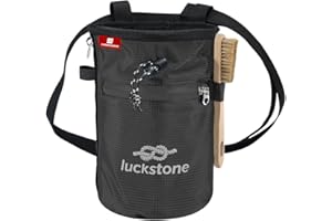 ARVALOLET Climbing Chalk Bag With Brush, Waterproof Bouldering Bucket, 2 Large Zippered Storage Pockets, Premium Gym Bag