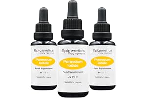 EPIGENETICS Potassium Iodide 90ml (3 x 30ml Pack) | 75mcg Iodine Per Drop (High Strength) | Premium UV Blocking Miron Violet Glass | Vegan Liquid Supplement UK Made