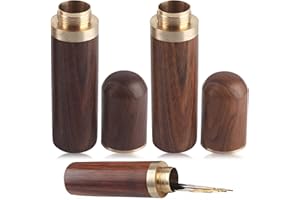 CAILIYA 2 Pezzi Custodia per Aghi da Cucito e Stuzzicadenti in Legno, Mini Porta Aghi Tubo per Riporre (Marrone e Marrone Scuro)