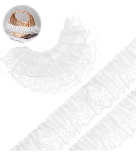 Kanten lint wit vintage 30 mm 2 rollen 45 m kanten boord om te naaien, decoratief lint voor bruiloft en decoratie, knutselen en cadeau