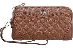 HUA ANGEL Portafoglio Donna Grande in Pelle Leggero borsellino Lunga Elegante Clutch con Doppia Cerniera Scomparti Borsa da Sera da Polso per Cellulare Credito Passaporto Contanti