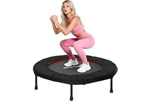 SPORTNOW Trampolín de Fitness Plegable Ø102 cm Cama Elástica con Marco de Acero Antideslizantes para Entrenamiento Piernas Cuerpo en Hogar Oficina Gimnasio
