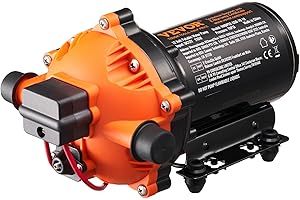 VEVOR 12-V-Membranpumpe, 18,93 L/min, 5-Kammer-DC-Wasserpumpe mit automatischem Druckschalter 40–100 PSI einstellbar, 70 PSI, 1/2 Zoll MNPT-Anschluss, für Wohnmobil, Yacht, Imbisswagen, Camper, Marine